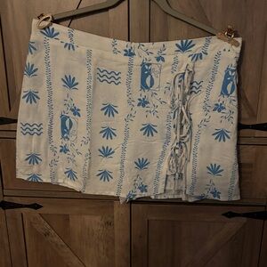wild fable White and Light Blue Lace-Up Mini Skirt